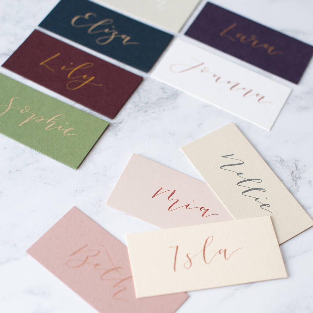 Calligraphy Wedding Place Setting Name Cards By White Olive Design