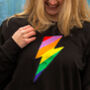 Black Embroidered Rainbow Lightning Bolt Sweatshirt, thumbnail 2 of 3
