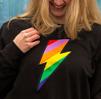 Black Embroidered Rainbow Lightning Bolt Sweatshirt, 2 of 3