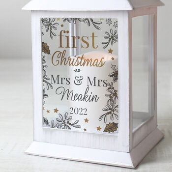 Personalised First Christmas Married Lantern, 2 of 6