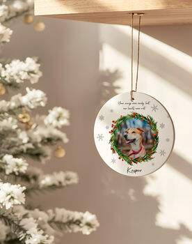 Personalised Dog Memorial Photo Christmas Bauble, 2 of 4