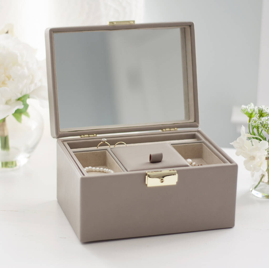 lockable taupe jewellery box by jodie byrne | notonthehighstreet.com