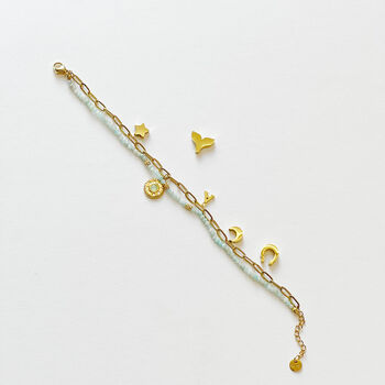 Delicate Charm Layered Bracelet – Gold And Amazonite, 3 of 8