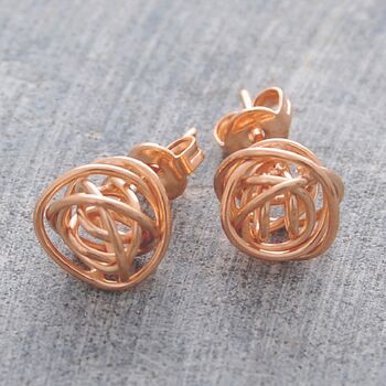 Nest Rose Gold Plated Silver Stud Earrings, 3 of 5