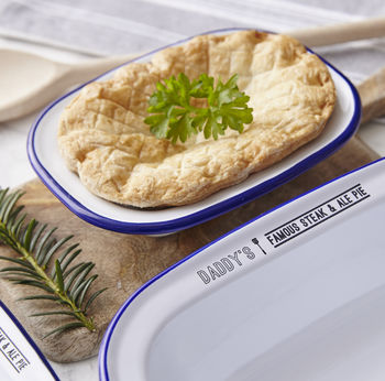 Personalised Enamel Pie Dish Gift Set For Him, 2 of 5