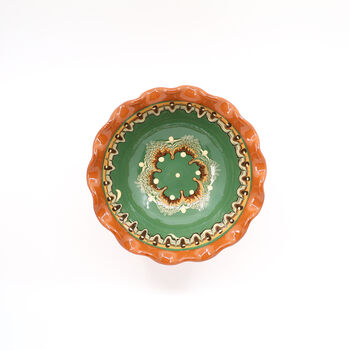 Ceramic Fruit Bowl With Stand In Forest Green Colour, 2 of 2