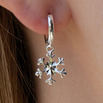 Sterling Silver Snowflake Earrings, 2 of 6