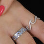 Sterling Silver And Crystal Wave Ring, thumbnail 6 of 8