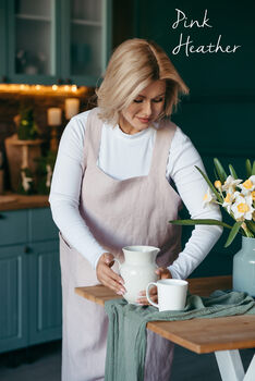 Linen Cross Back Apron | Japanese No Tie Pinafore With Pockets, 5 of 12