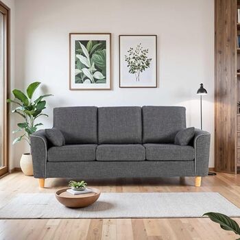 Three Seater Sofa Comfortable Fabric Sofa With Cushions, 4 of 12