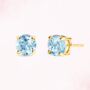 Blue Topaz Round Stud Earrings In Sterling Silver And Gold, thumbnail 6 of 11