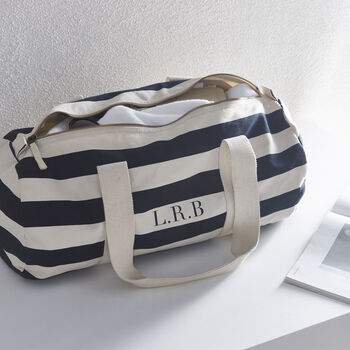 Personalised Striped Holdall | Navy, 2 of 2