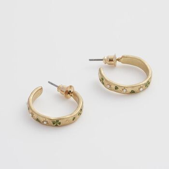 Four Leaf Clover And Pearl Hoop Earrings, 3 of 5