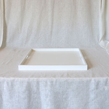 Handmade White Decorative Ottoman Tray With Handles, 6 of 10