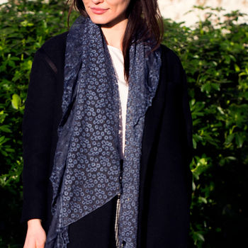 Embroidered Lace Skinny Cotton Blend Scarf, 5 of 12