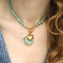 Gemstone Bead Necklace With Gold Heart And Keshi Pearl, thumbnail 2 of 7