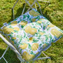 Set Of Two Tie On Lemon Print Seat Pads, thumbnail 2 of 5