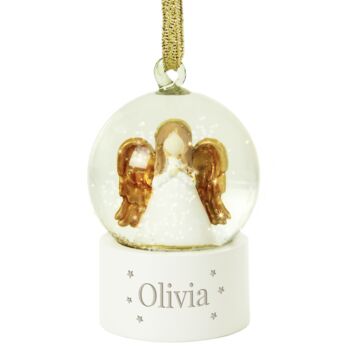 Personalised Angel Glitter Snow Globe Bauble, 4 of 4