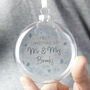 First Married Christmas Snowflake Glass Bauble, thumbnail 1 of 5