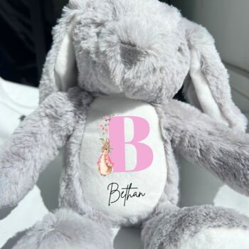 White Personalised Bunny Soft Toy Girl, 3 of 5