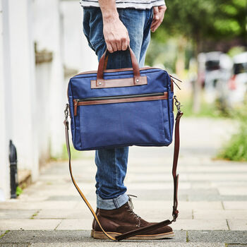 Personalised Leather Trim Laptop Bag, 5 of 6