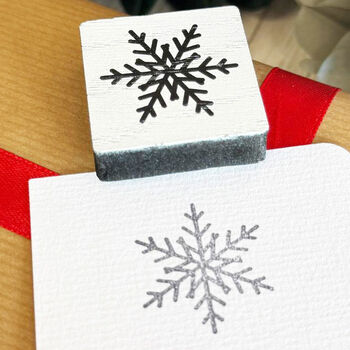 Square Snowflake Rubber Stamp Christmas Craft, 4 of 6
