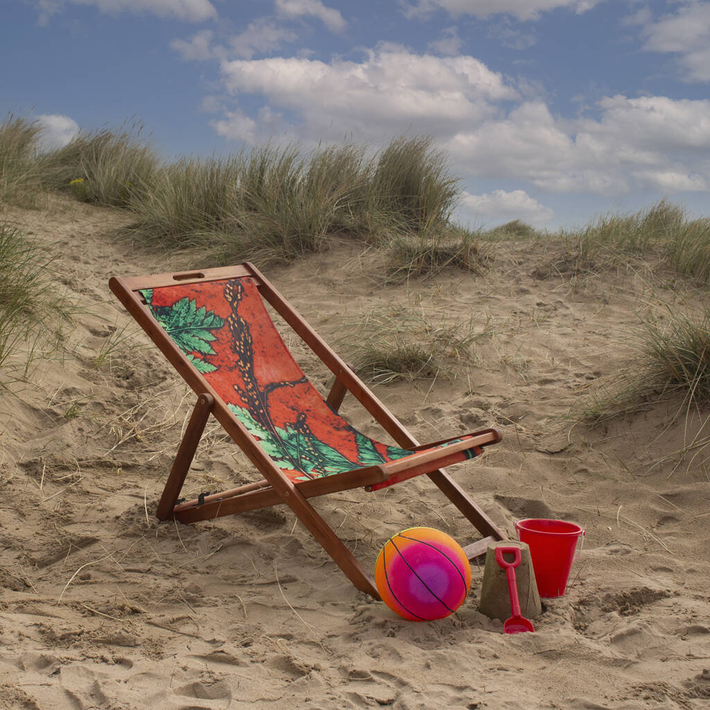 Lush Strawberry Red And Lime Green Beach Deckchair