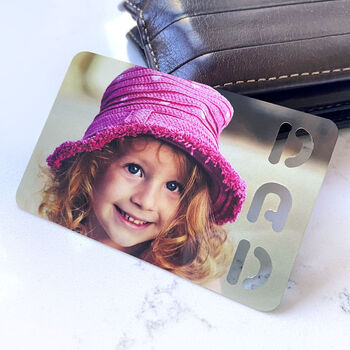 Personalised Card With Removable Metal Photo Keepsake For Dad, 5 of 8