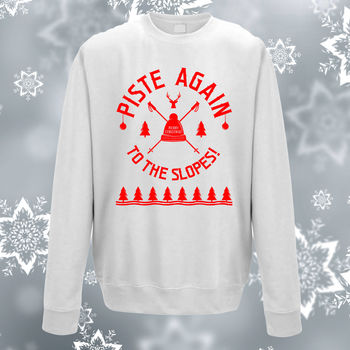 Piste Again Logo Adults Christmas Skiing Sweatshirt, 2 of 12