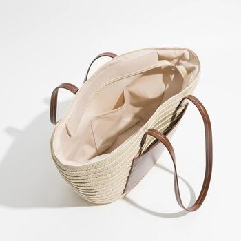 Tatiana Brown Pecan Ombré Straw Bucket Beach Bag, 3 of 4