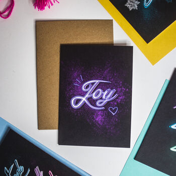Joy Neon Christmas Greetings Card, 2 of 2