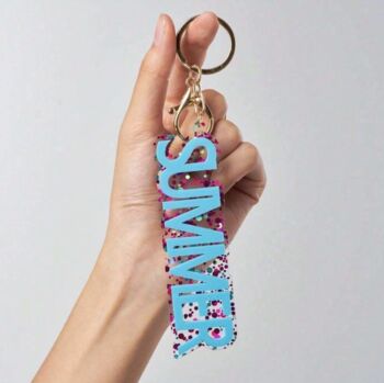 Personalised Acrylic Glitter Key Chains Key Rings Bag Charm, 6 of 9