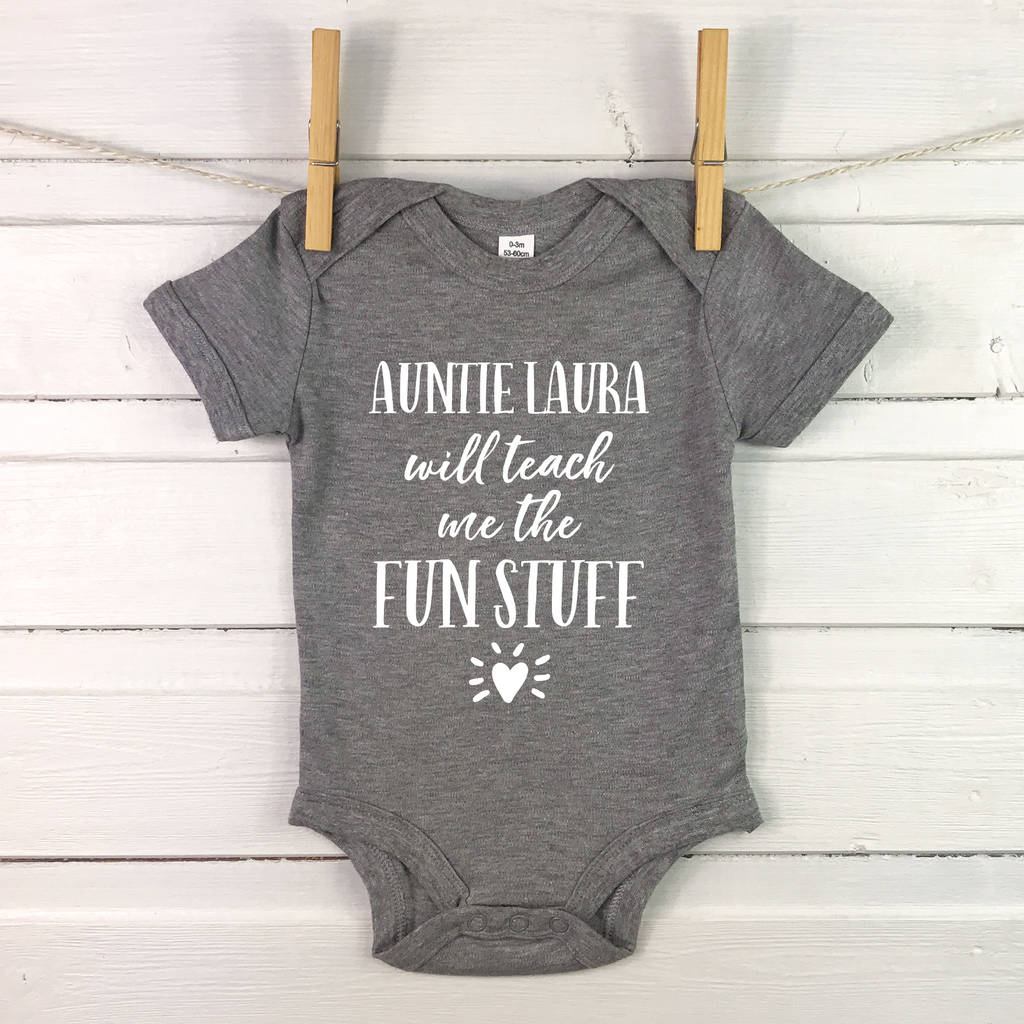 Auntie … Will Teach Me The Fun Stuff Babygrow By Lovetree Design ...