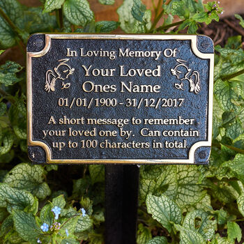 Personalized Brass Cross Or Angel Memorial Gift Plaque, 4 of 6