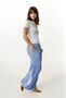 Santorini Organic Cotton Wide Leg Trousers – Blue Stripe With Embroidery, thumbnail 1 of 5