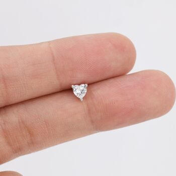 Sterling Silver Tiny Cz Heart Stud Earrings, 6 of 12