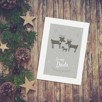 'To My Dads' Christmas Card For Gay Dads, Reindeer, 7 of 10