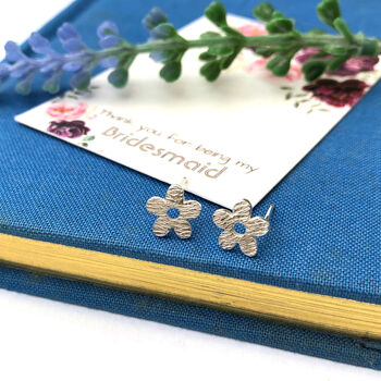 Sterling Silver Thank You Bridesmaid Flower Wedding Earrings, 5 of 11
