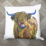 Highland Cow Colourful Pop Art Cushion, thumbnail 4 of 4