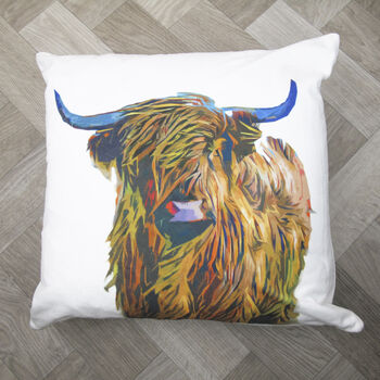 Highland Cow Colourful Pop Art Cushion, 6 of 8