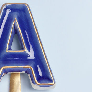 G Decor Alphabet Blue Crackle Hooks Antique Brass, 7 of 10