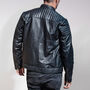 Mens Black Leather Biker Jacket, thumbnail 3 of 9