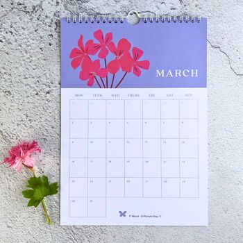 2026 A4 Wall Calendar Flower Illustrations, 3 of 6