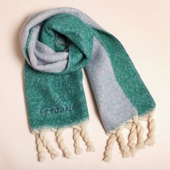 Personalised Turquiose Two Tone Winter Scarf, 3 of 4