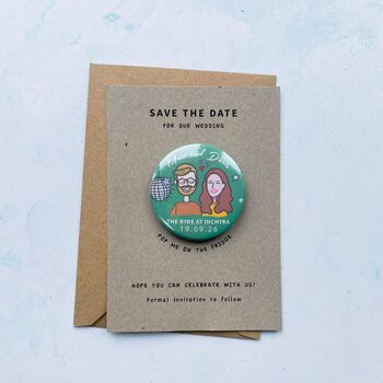 Custom Cartoon 'Couple Portrait' Save The Date Wedding Magnet, 3 of 3