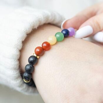 Seven Chakra Mixed Gemstone Essential Oil Bracelet, 2 of 4