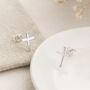 Sterling Silver Small Cross Stud Earrings, thumbnail 1 of 4