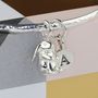 Personalised Hammered Bangle With Silver Bunny Rabbit, thumbnail 1 of 3