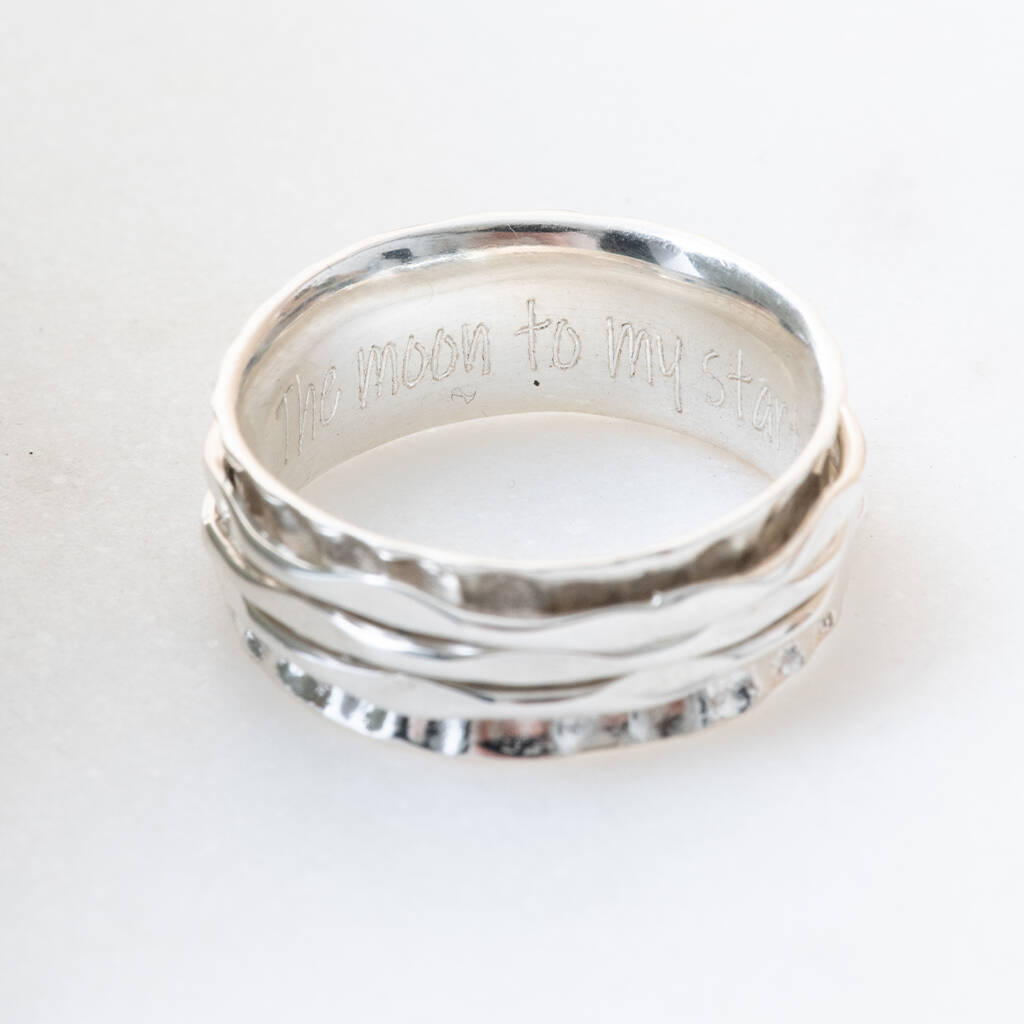 Personalised Sterling Silver Triple Spinner Ring, 1 of 8