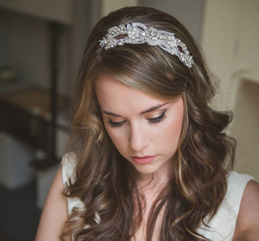 beaded silver bridal headband by lhg designs | notonthehighstreet.com